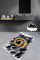 Covoras de baie, L'essentiel Maison, Dagger (80 x 100), 80x100 cm, Poliester, Negru / Alb / Auriu