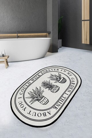 Covoras de baie, L'essentiel Maison, Walk, Poliester, Crem/Negru