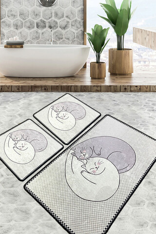 Set covorase de baie, L'essentiel Maison, Katt, Poliester, Multicolor