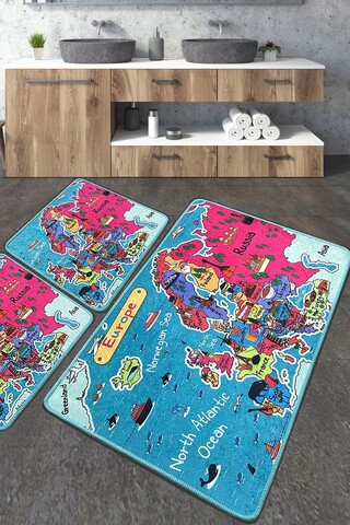 Set covorase de baie, L'essentiel Maison, Carta, Poliester, Multicolor