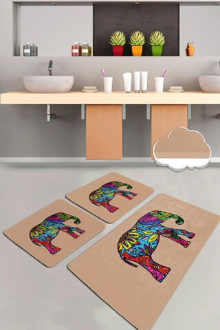 Set covorase de baie, L'essentiel Maison, Olifant, Poliester, Multicolor