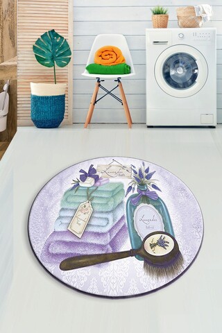 Covoras de baie, L'essentiel Maison, Lavanta (140), Poliester, Liliac / Alb / Menta / Maro