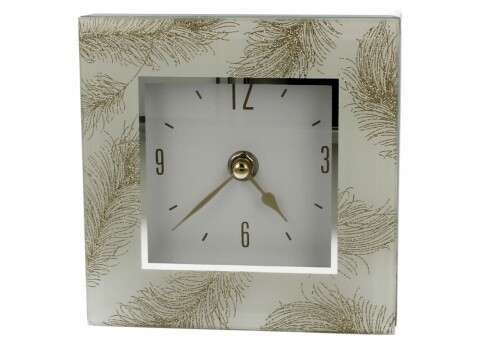 Ceas Foxi, Duo, 14 x 14 x 4.5 cm, sticla, bej