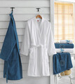 Set de baie Family, Cotton Box, Nakışlı Aile, Bumbac, Albastru/Alb