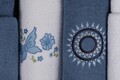 Set de baie Family, Cotton Box, Nakışlı Aile, Bumbac, Albastru/Alb