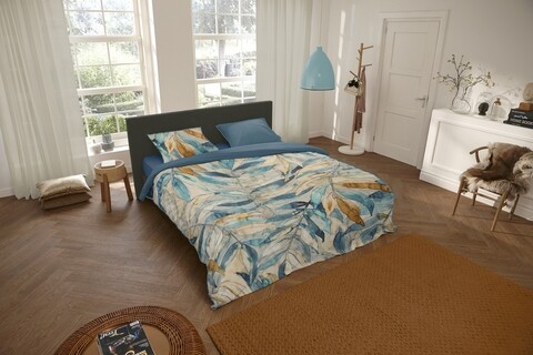 Lenjerie de pat pentru doua persoane, Descanso Aida, 100% bumbac satinat, 3 piese, multicolora