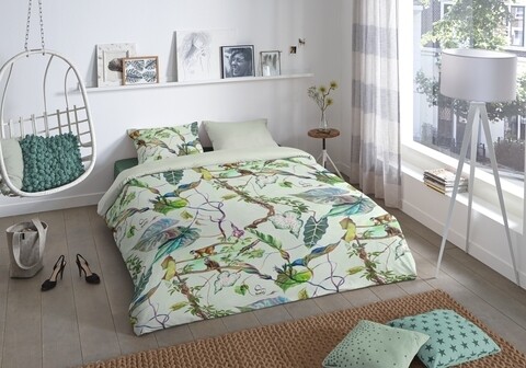 Lenjerie de pat pentru doua persoane, Good Morning Malabo, 100% bumbac, 3 piese, multicolor