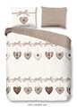 Lenjerie de pat pentru doua persoane, Good Morning Hearts, 100% bumbac, 3 piese, bej/maro
