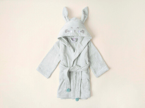 Halat de baie pentru copii, Irya Home, Bunny, Bumbac, Verde menta