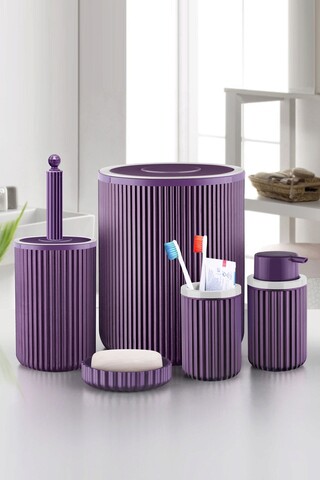 Set de baie 5 piese, Rowe, MRT, Acril, Mov