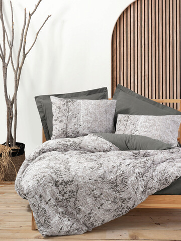 Lenjerie de pat pentru o persoana Single XXL (DE), L'essentiel Maison, Odin, Maro/Alb