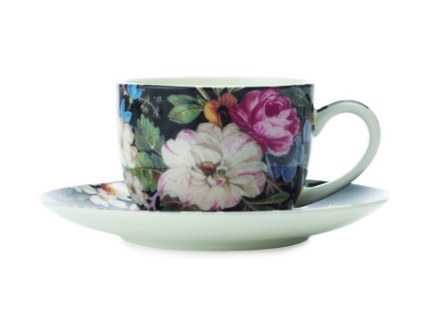 Midnight Blossom Flower Csésze kistányérral, Maxwell & Williams, 100 ml, porcelán, sokszínű