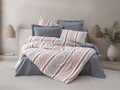 Lenjerie de pat dubla (DE), 3 piese, L'essentiel Maison, Duo, Albastru închis / Alb / Roz