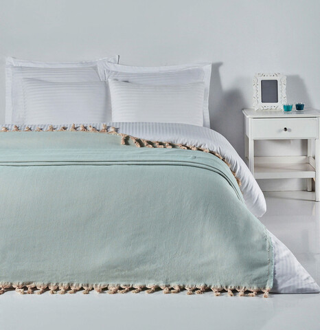 Cuvertura matlasata dubla, Balıksırtı - Mint, DC Home, Bumbac