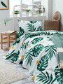 Cuvertura pique Single, L'essentiel Maison, Monstera, White / Green / Yellow