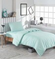 Lenjerie de pat pentru o persoana, Düzboya - Dark Mint, EnLora Home, 65% bumbac/35% poliester