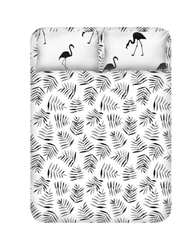 Set de pat dublu 3 piese, Hope - Black, EnLora Home, Bumbac Ranforce