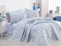 Set cuvertura matlasata Single 160x220 cm, 2 piese, L'essentiel Maison, Tuval, 65% bumbac/35% poliester , Albastru
