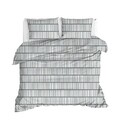 Lenjerie de pat dubla 3 piese, L'essentiel Maison, Vektör v2, Bumbac Ranforce, Alb/Gri