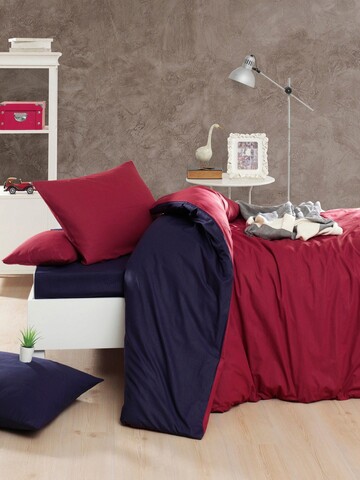 Lenjerie de pat pentru o persoana, Çift Yönlü - Claret Red, Dark Blue, Acasă EnLora, Bumbac Ranforce