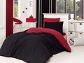 Lenjerie de pat pentru o persoana, Mix - Black, Claret Red, Acasă EnLora, 65% bumbac/35% poliester