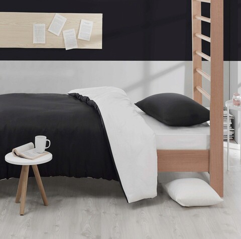 Lenjerie de pat pentru o persoana, Mix - Black, White, Acasă EnLora, 65% bumbac/35% poliester