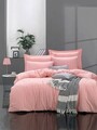 Lenjerie de pat dubla 3 piese, Fresh Color - Pink, EnLora Home, Bumbac Ranforce