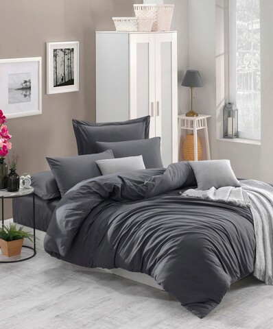 Lenjerie de pat dubla, L'essentiel Maison, Fresh Color, Bumbac Ranforce, Fumuriu