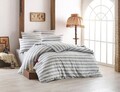 Lenjerie de pat dubla (DE), 3 piese, Hook - Grey, EnLora Home, 65% bumbac/35% poliester