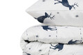 Set cuvertura matlasata dubla King (FR), 3 piese, Geyik - Dark Blue, EnLora Home, 65% bumbac/35% poliester