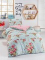 Lenjerie de pat pentru o persoana 2 piese, L'essentiel Maison, Alanur, 65% bumbac/35% poliester, Turquoise / Pink / Red / Green