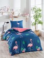 Lenjerie de pat pentru o persoana 2 piese, L'essentiel Maison, Big Filamin, 65% bumbac/35% poliester, Dark Blue / Pink / Green / White