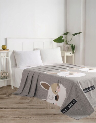 Cuvertura matlasata dubla, L'essentiel Maison, Tavşancık, Bumbac, Grey / Brown / Beige / Black / Pink