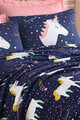 Set cuvertura pique dubla, Magic Unicorn - Dark Blue, Eponj Home, Bumbac