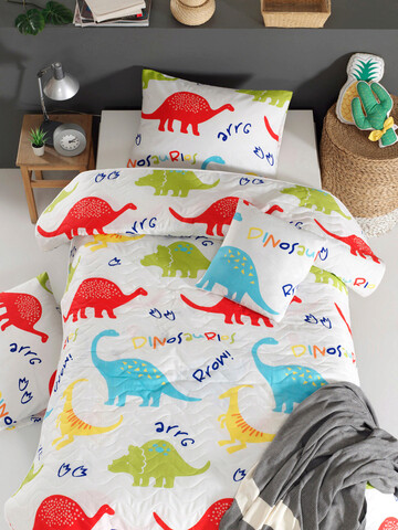 Cuvertura Single 155x200 cm, L'essentiel Maison, Dinazorus, 65% bumbac/35% poliester, White / Red / Blue / Yellow / Green