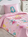 Set cuvertura Single 160x220 cm, 2 piese, L'essentiel Maison, Unicorn Dreams, Pink / Blue / White / Yellow