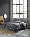 Set cuvertura Single 160x220 cm, 2 piese, L'essentiel Maison, Üçgen, 65% bumbac/35% poliester, Gri/Alb