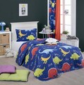 Set cuvertura matlasata Single 160x220 cm, 2 piese, L'essentiel Maison, Dinazorus, 65% bumbac/35% poliester , Albastru / Roșu / Galben