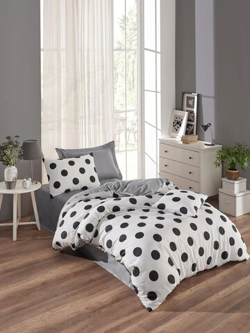 Lenjerie de pat pentru o persoana, Mixpuan - Grey, Eponj Home, 65% bumbac/35% poliester