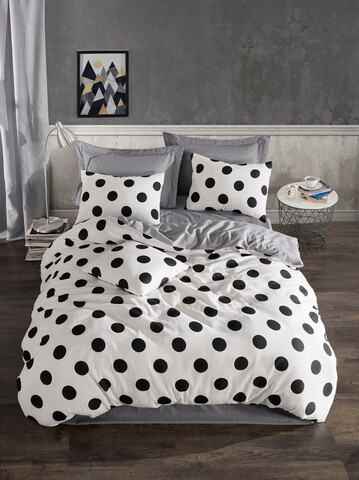 Lenjerie de pat dubla, Mixpuan - Grey, Eponj Home, 65% bumbac/35% poliester