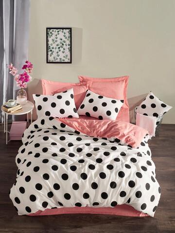 Lenjerie de pat dubla, Mixpuan - Powder, Eponj Home, 65% bumbac/35% poliester