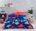 Set cuvertura pique dubla, L'essentiel Maison, Dinazorus, Bumbac, Dark Blue / Red / Yellow / Green / White / Turquoise
