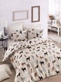 Lenjerie de pat dubla (DE), 3 piese, Havhav - Cream, Eponj Home, 65% bumbac/35% poliester