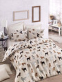 Lenjerie de pat dubla King (FR), 3 piese, Havhav - Cream, Eponj Home, 65% bumbac/35% poliester
