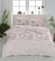 Lenjerie de pat dubla King (FR), 3 piese, Unicornlar - Pink, Eponj Home, 65% bumbac/35% poliester
