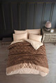 Lenjerie de pat dubla Super King (FR), 3 piese, Creative - Brown, Eponj Home, 65% bumbac/35% poliester