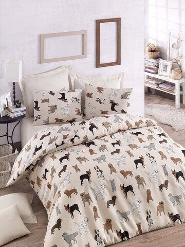 Lenjerie de pat dubla Super King (FR), 3 piese, Havhav - Cream, Eponj Home, 65% bumbac/35% poliester