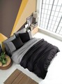 Lenjerie de pat pentru o persoana, Diamond - Black, Anthracite, Hobby, Bumbac Poplin