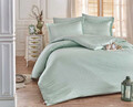 Lenjerie de pat dubla Exclusive Satin 6 piese, Damask - Sea Green, Hobby, Bumbac Satinat