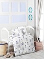 Lenjerie de pat pentru copii, L'essentiel Maison, Happy, Alb/Albastru inchis